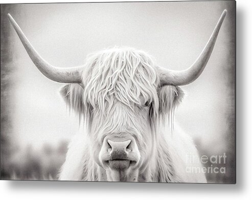 Highland Cow Metal Print featuring the painting Heathcliff by Mindy Sommers