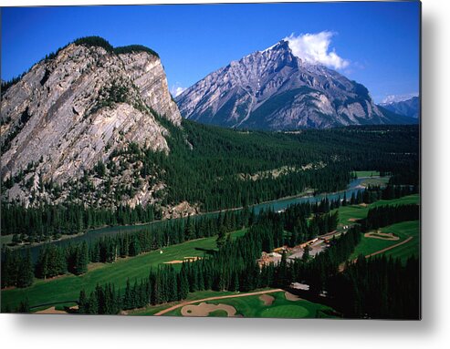 Outdoors Metal Print featuring the photograph High angle view of Banff Springs Golf Course, Banff National Park, Canada by Ascent/PKS Media Inc.