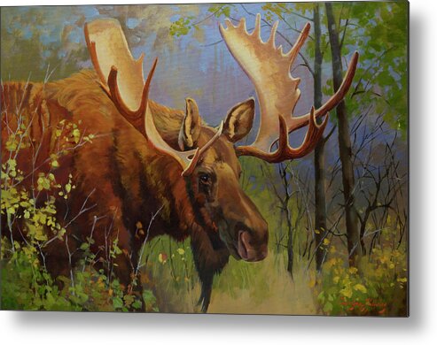 Nature Metal Print featuring the painting High Country Sentinel by Carolyne Hawley