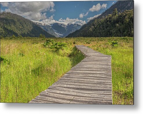 Chile Metal Print featuring the photograph Hiking path to the Michinmahuida glacier by Henri Leduc