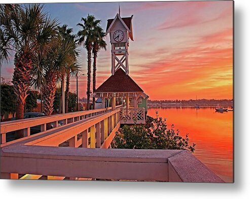 Bridge Street Pier Metal Print featuring the photograph Historic Bridge Street Pier Sunrise by HH Photography of Florida