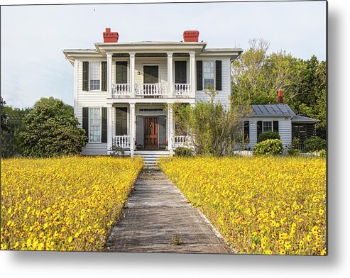 Beaufort Metal Print featuring the photograph HIstoric Home With Yard of Wildflowers - Beaufort North Carolina by Bob Decker
