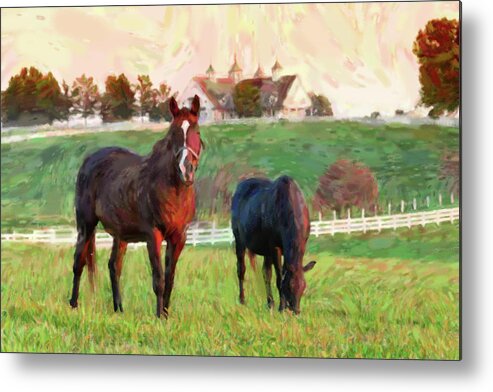 Farm Metal Print featuring the photograph Horse Farm Pastel by Alexey Stiop