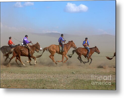 Go To Win Metal Print featuring the photograph Horse racing by Elbegzaya Lkhagvasuren