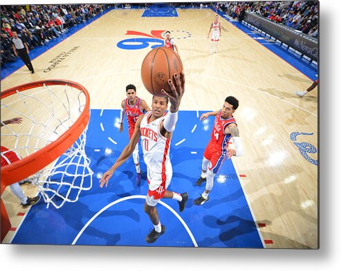 Nba Pro Basketball Metal Print featuring the photograph Houston Rockets v Philadelphia 76ers by Jesse D. Garrabrant