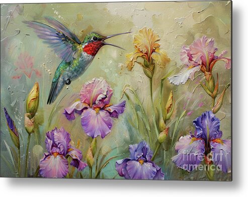 Hummingbird Metal Print featuring the painting Hummingbird Paradise by Tina LeCour