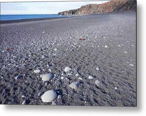 Iceland Metal Print featuring the photograph Iceland Black Beach with Rocks by Yvonne Jasinski