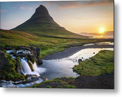 Kirkjufell Metal Print featuring the photograph Iceland - Kirkjufell at sunrise by Olivier Parent