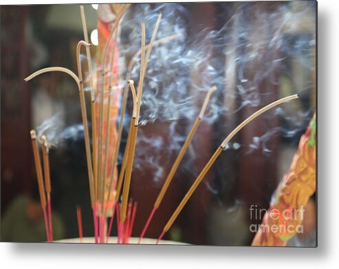 Incense Metal Print featuring the photograph Incense Burning Asia by Chuck Kuhn