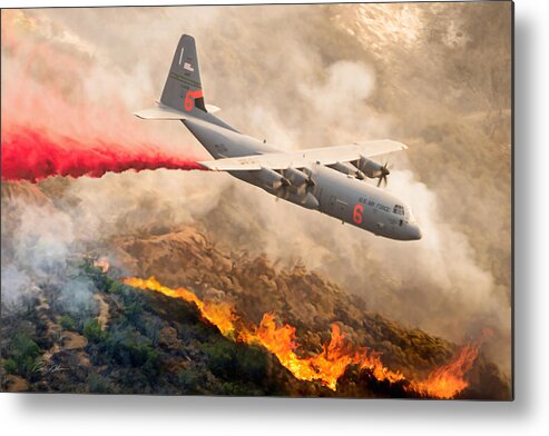 Modular Airborne Fire Fighting System Metal Print featuring the digital art Inferno Fighters by Peter Chilelli