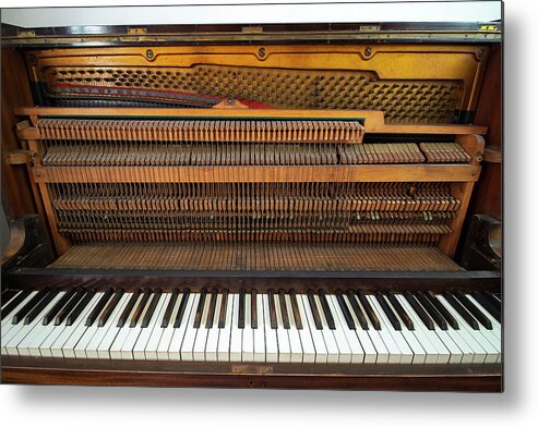 Piano Metal Print featuring the photograph Inside The Old Piano 1 by Tom Conway