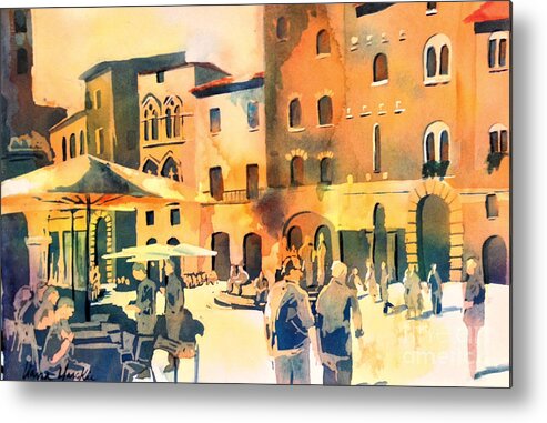 Italy Metal Print featuring the painting Italian Piazza by Liana Yarckin