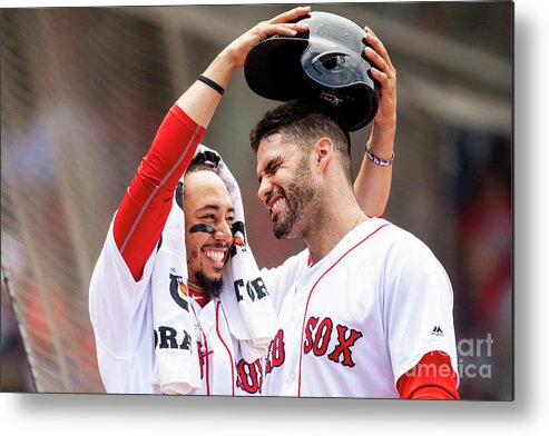 Headwear Metal Print featuring the photograph J. D. Martinez by Billie Weiss/boston Red Sox
