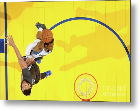 Nba Pro Basketball Metal Print featuring the photograph Javale Mcgee and Andrew Wiggins by Andrew D. Bernstein