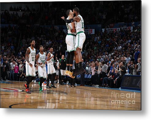 Marcus Morris Metal Print featuring the photograph Jayson Tatum and Marcus Morris by Zach Beeker