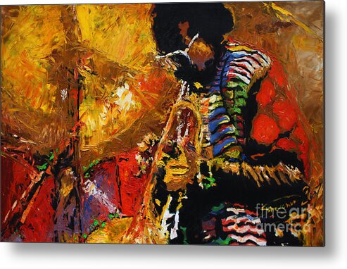 Jazz Metal Print featuring the painting Jazz Miles Davis 3 by Yuriy Shevchuk