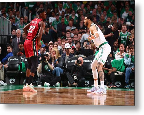Playoffs Metal Print featuring the photograph Jimmy Butler and Jayson Tatum by Nathaniel S. Butler