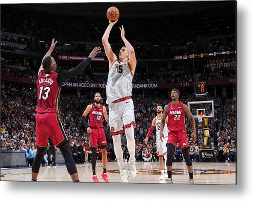 Playoffs Metal Print featuring the photograph Jimmy Butler, Bam Adebayo, and Jamal Murray by Jesse D. Garrabrant