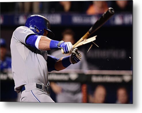 American League Baseball Metal Print featuring the photograph Jonathan Schoop and Alex Gordon by Patrick Smith