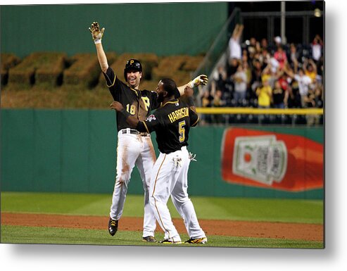 Ninth Inning Metal Print featuring the photograph Josh Harrison and Neil Walker by Justin K. Aller