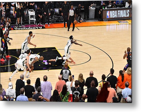 Playoffs Metal Print featuring the photograph Jrue Holiday and Devin Booker by Jesse D. Garrabrant