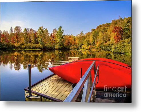 Canoe Metal Print featuring the photograph Julian Price Lake in Autumn by Shelia Hunt
