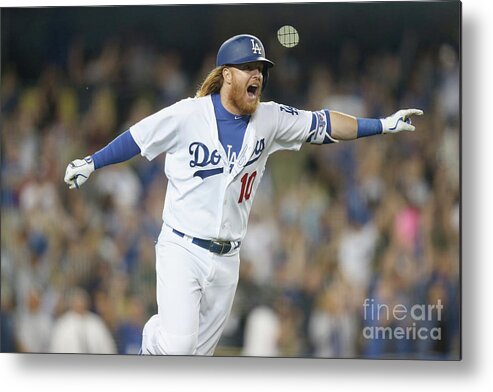 Three Quarter Length Metal Print featuring the photograph Justin Turner by Stephen Dunn