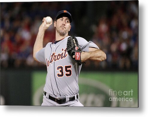 American League Baseball Metal Print featuring the photograph Justin Verlander by Harry How