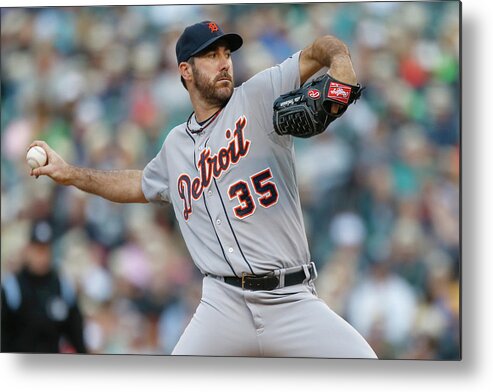 American League Baseball Metal Print featuring the photograph Justin Verlander by Otto Greule Jr