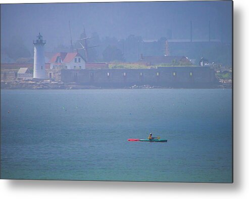 Piscataqua River Metal Print featuring the photograph Kayaker - Piscataqua River Maine by Steven Ralser