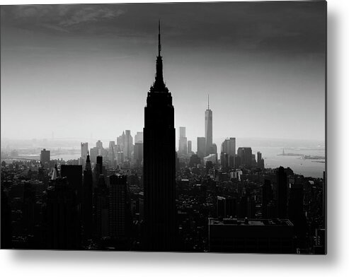 New York City Skyline At Night Metal Print featuring the photograph Kept In The Dark by Az Jackson