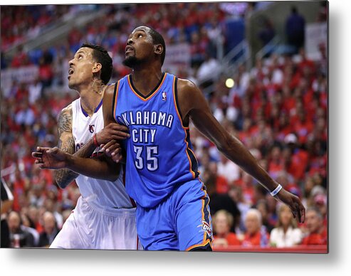 Playoffs Metal Print featuring the photograph Kevin Durant and Matt Barnes by Stephen Dunn