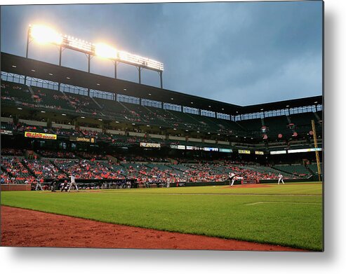 American League Baseball Metal Print featuring the photograph Kevin Gausman and Melky Cabrera by Rob Carr