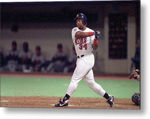 Hubert H. Humphrey Metrodome Metal Print featuring the photograph Kirby Puckett by Rick Stewart