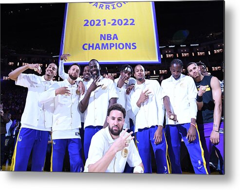 California Metal Print featuring the photograph Klay Thompson, Draymond Green, and Stephen Curry by Noah Graham
