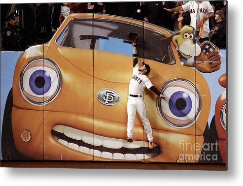 San Francisco Metal Print featuring the photograph Kris Bryant and Gregor Blanco by Ezra Shaw