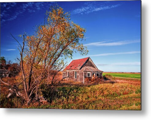 Lake Ibsen Metal Print featuring the photograph Lake Ibsen Schoolhouse number 1 - Benson County ND by Peter Herman