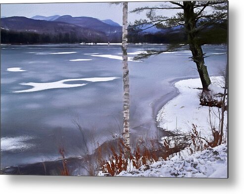 Lake Metal Print featuring the photograph Lake Scene in Winter by Nancy De Flon