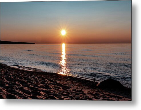 Lake Superior Sunset Metal Print featuring the photograph Lake Superior Sunset August by Sandra J's