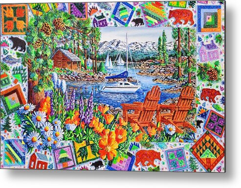 Lake Metal Print featuring the painting Lakeside Retreat by Diane Phalen