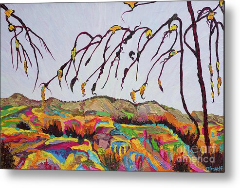 Popular Photo Metal Print featuring the painting The Negev Landscape In Colorful Fantasy - summer by Ofra Wolf