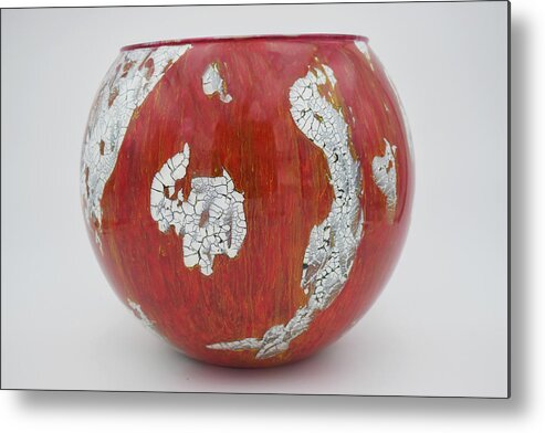 Red Metal Print featuring the glass art Large Red Bowl by Christopher Schranck