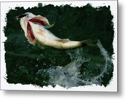 Jumping Metal Print featuring the digital art Largemouth airborne by Chauncy Holmes