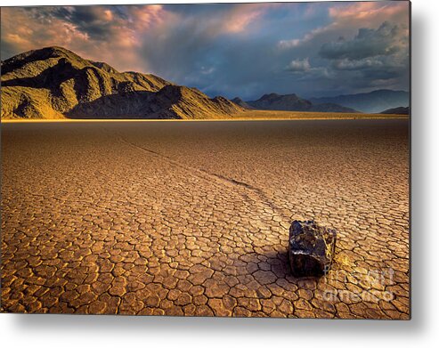 Sliding Rock Metal Print featuring the photograph Last light on the Grandstand, Racetrack Playa, Death Valley, California by Neale And Judith Clark
