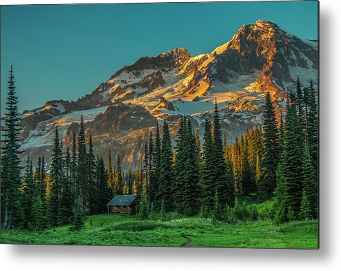 No People Metal Print featuring the photograph Last Light on the Mountain by Doug Scrima