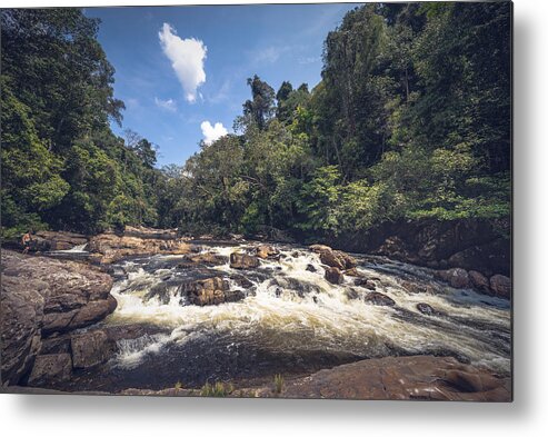 Tropical Rainforest Metal Print featuring the photograph Lata Berkoh or Berkoh Waterfall in the Kuala Tahan National Park (Taman Negara) in Pahang, Malaysia. by Shaifulzamri