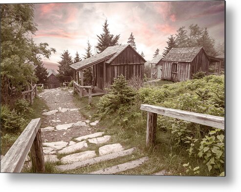 Barns Metal Print featuring the photograph Le Conte Lodge Cabins in Soft Morning Colors by Debra and Dave Vanderlaan