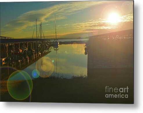Lake Metal Print featuring the photograph Lens Flared Sunrise in Color by Diana Mary Sharpton