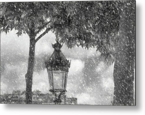 Lamp Metal Print featuring the photograph Let it Snow by Elaine Teague