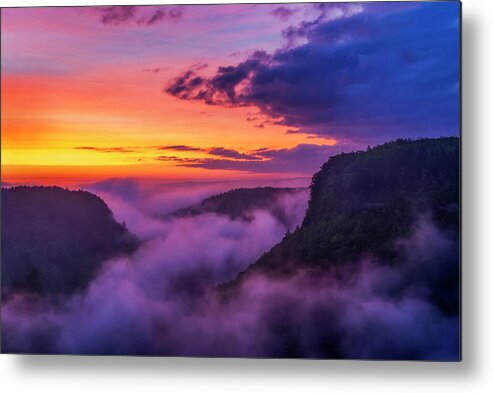 Letchworth State Park Metal Print featuring the photograph letchworth Sunrise 2 by Mark Papke